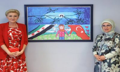 Emine Erdoğan, Polonya Cumhurbaşkanı Duda’nın eşi Kornhauser Duda ile PIKTES Ofisi’ni ziyaret etti
